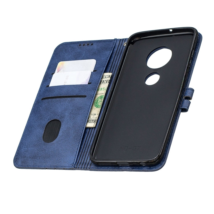 For Moto G7 / G7 Plus Stitching Style 2-Color Cow Texture Horizontal Flip PU Leather Case with Holder & Card Slot & Lanyard