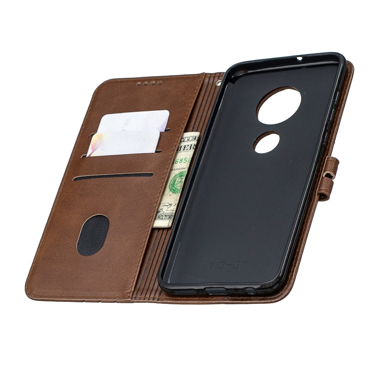 For Moto G7 / G7 Plus Stitching Style 2-Color Cow Texture Horizontal Flip PU Leather Case with Holder & Card Slot & Lanyard