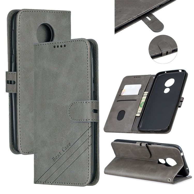For Moto G7 Play Stitching Style 2-Color Cow Texture Horizontal Flip PU Leather Case with Holder & Card Slot & Lanyard