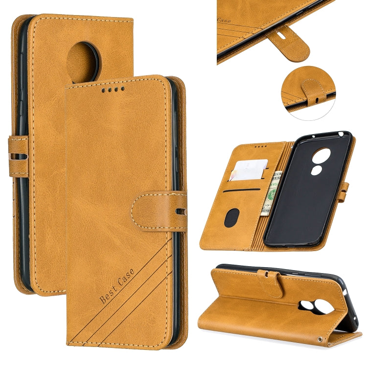 For Moto G7 Play Stitching Style 2-Color Cow Texture Horizontal Flip PU Leather Case with Holder & Card Slot & Lanyard