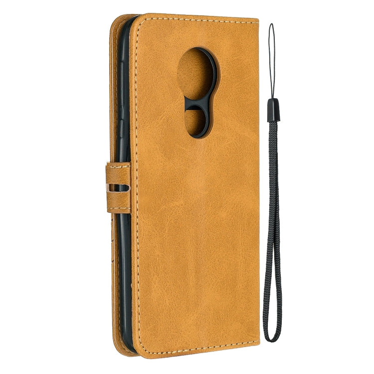 For Moto G7 Play Stitching Style 2-Color Cow Texture Horizontal Flip PU Leather Case with Holder & Card Slot & Lanyard