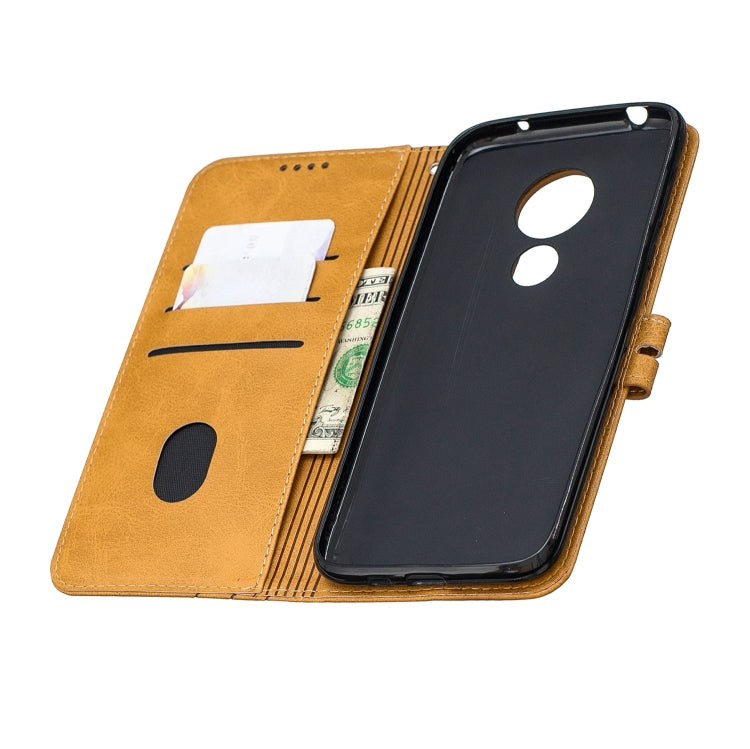 For Moto G7 Play Stitching Style 2-Color Cow Texture Horizontal Flip PU Leather Case with Holder & Card Slot & Lanyard