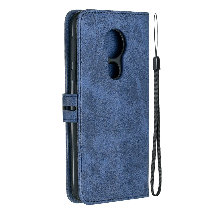 For Moto G7 Play Stitching Style 2-Color Cow Texture Horizontal Flip PU Leather Case with Holder & Card Slot & Lanyard