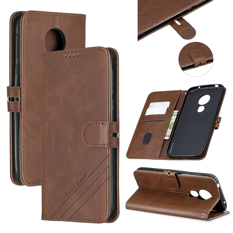 For Moto G7 Play Stitching Style 2-Color Cow Texture Horizontal Flip PU Leather Case with Holder & Card Slot & Lanyard