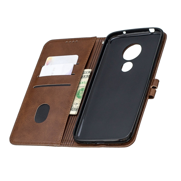 For Moto G7 Play Stitching Style 2-Color Cow Texture Horizontal Flip PU Leather Case with Holder & Card Slot & Lanyard
