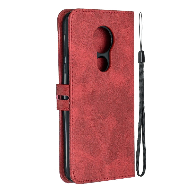 For Moto G7 Play Stitching Style 2-Color Cow Texture Horizontal Flip PU Leather Case with Holder & Card Slot & Lanyard