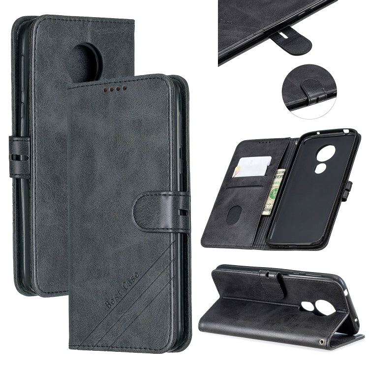 For Moto G7 Power Stitching Style 2-Color Cow Texture Horizontal Flip PU Leather Case with Holder & Card Slot & Lanyard
