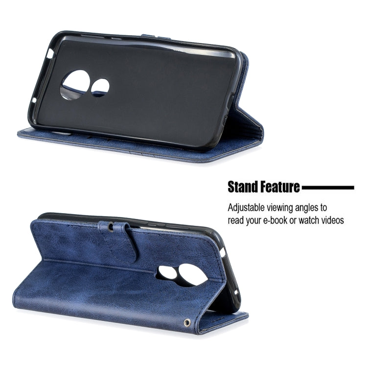 For Moto G7 Power Stitching Style 2-Color Cow Texture Horizontal Flip PU Leather Case with Holder & Card Slot & Lanyard