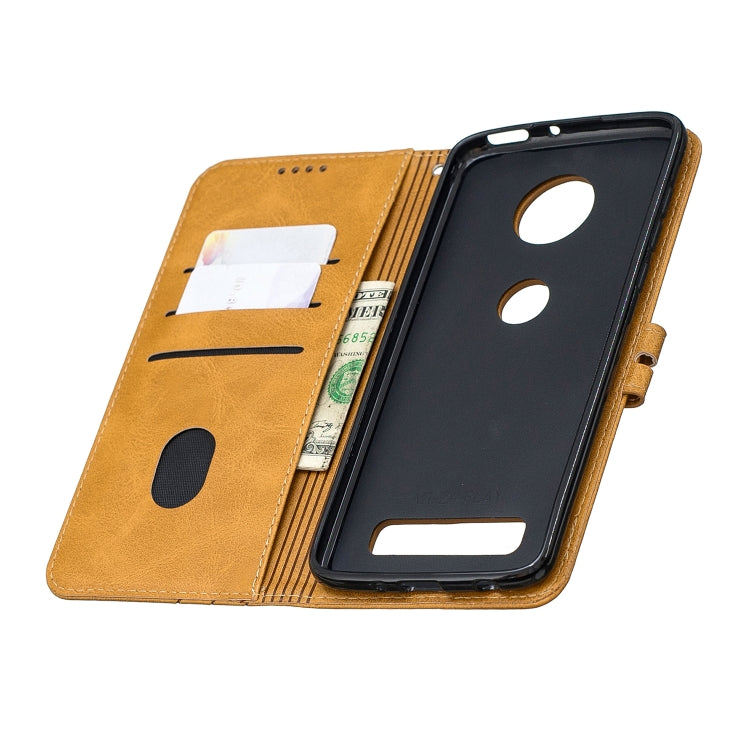 For Moto Z4 Play / Z4 Stitching Style 2-Color Cow Texture Horizontal Flip PU Leather Case with Holder & Card Slot & Lanyard