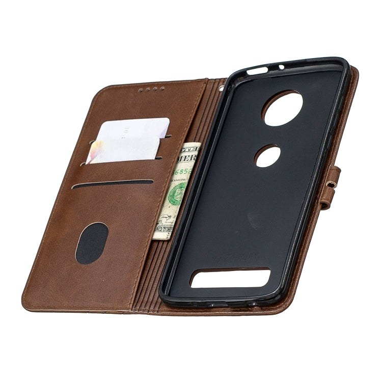 For Moto Z4 Play / Z4 Stitching Style 2-Color Cow Texture Horizontal Flip PU Leather Case with Holder & Card Slot & Lanyard