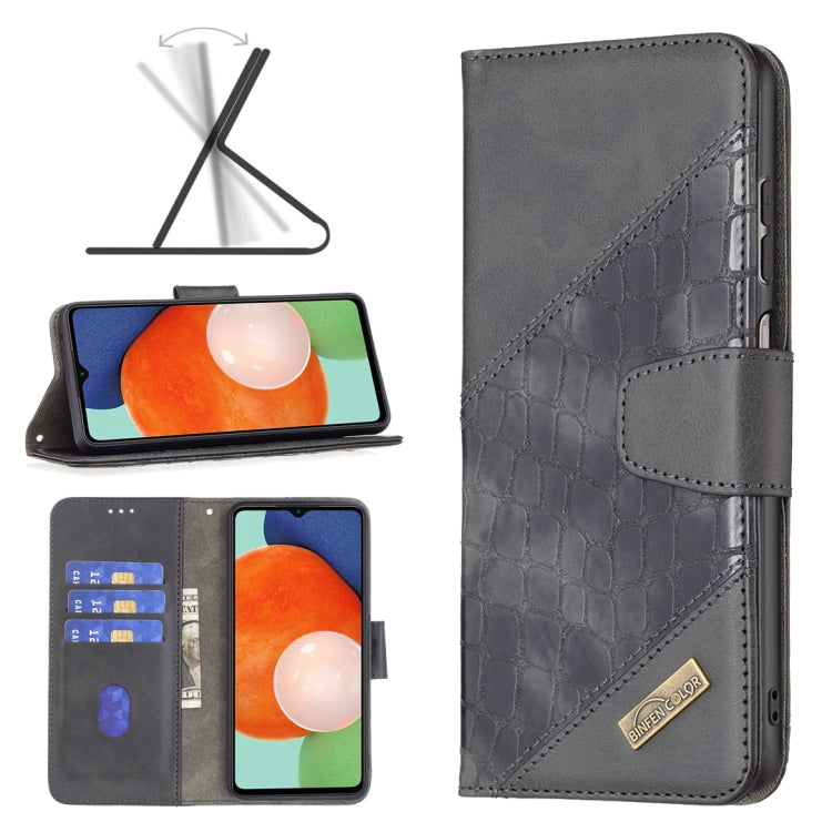 For Samsung Galaxy A13 4G Matching Color Crocodile Texture PU Leather Phone Case