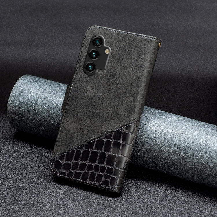 For Samsung Galaxy A13 4G Matching Color Crocodile Texture PU Leather Phone Case