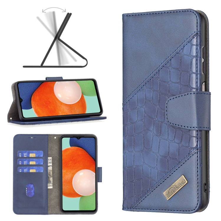 For Samsung Galaxy A13 4G Matching Color Crocodile Texture PU Leather Phone Case