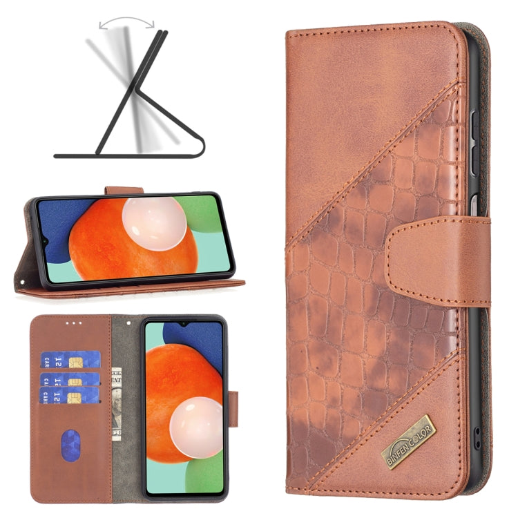 For Samsung Galaxy A13 4G Matching Color Crocodile Texture PU Leather Phone Case