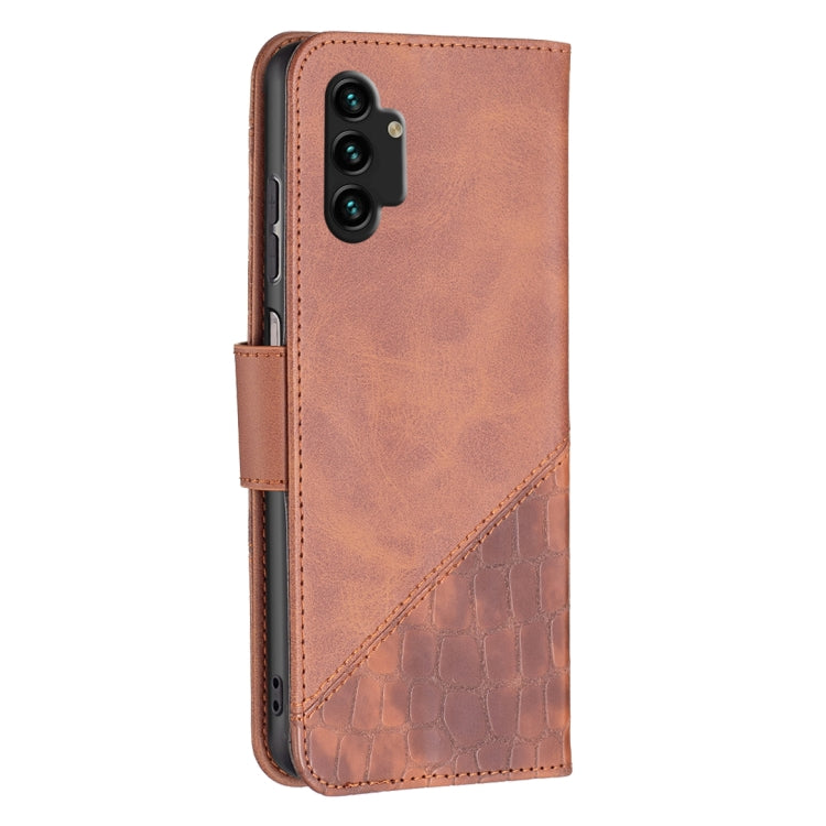 For Samsung Galaxy A13 4G Matching Color Crocodile Texture PU Leather Phone Case