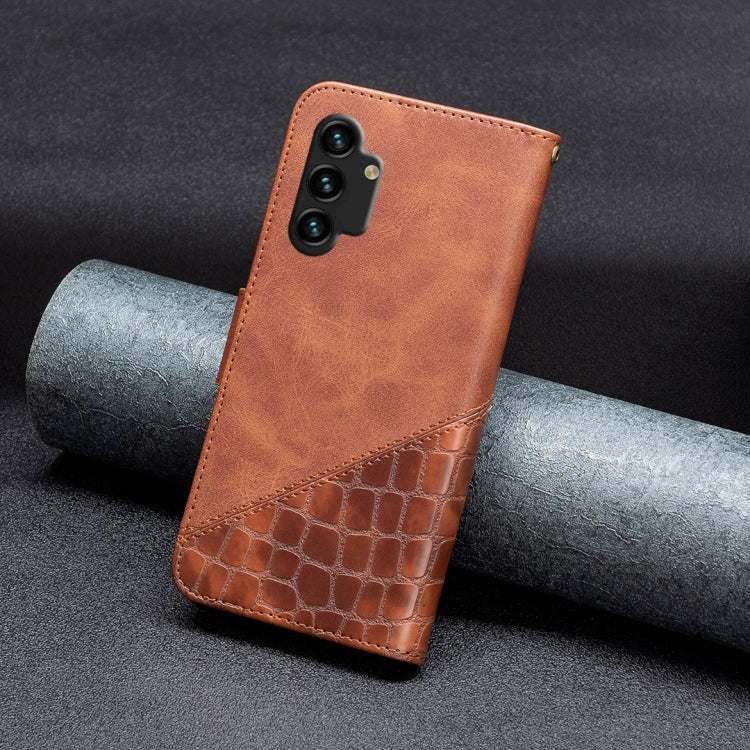 For Samsung Galaxy A13 4G Matching Color Crocodile Texture PU Leather Phone Case