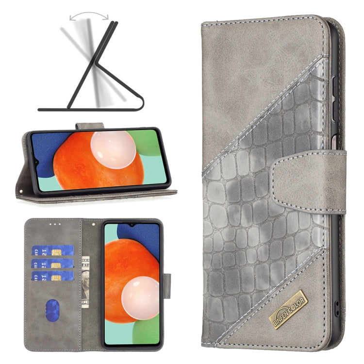 For Samsung Galaxy A13 4G Matching Color Crocodile Texture PU Leather Phone Case