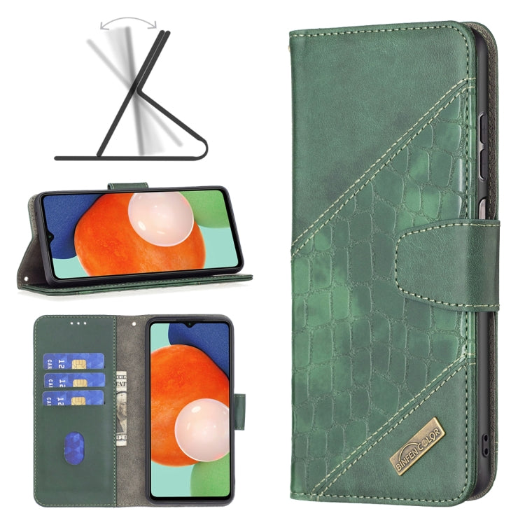For Samsung Galaxy A13 4G Matching Color Crocodile Texture PU Leather Phone Case