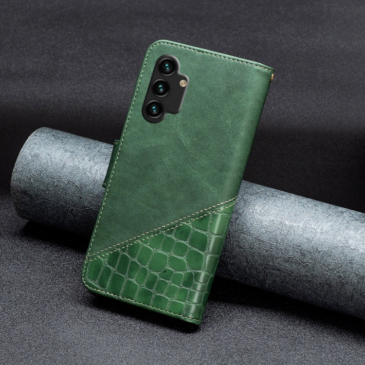 For Samsung Galaxy A13 4G Matching Color Crocodile Texture PU Leather Phone Case