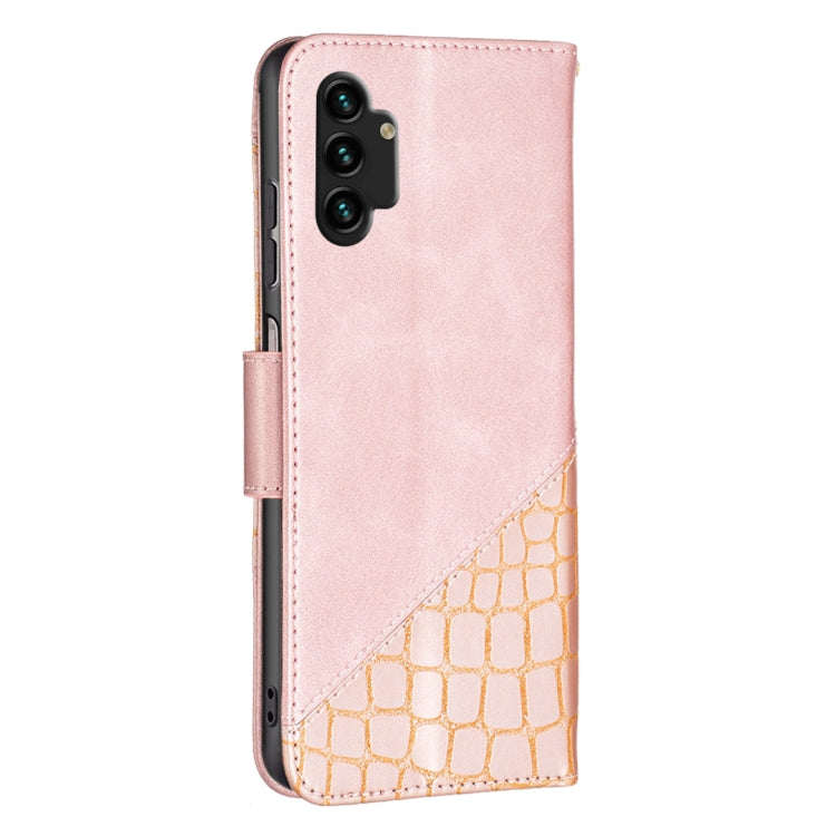For Samsung Galaxy A13 4G Matching Color Crocodile Texture PU Leather Phone Case