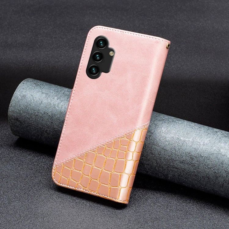 For Samsung Galaxy A13 4G Matching Color Crocodile Texture PU Leather Phone Case