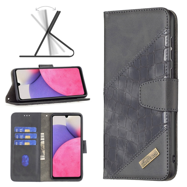 For Samsung Galaxy A33 5G Matching Color Crocodile Texture PU Leather Phone Case