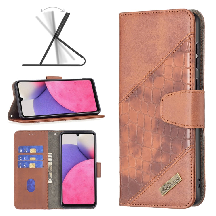 For Samsung Galaxy A33 5G Matching Color Crocodile Texture PU Leather Phone Case