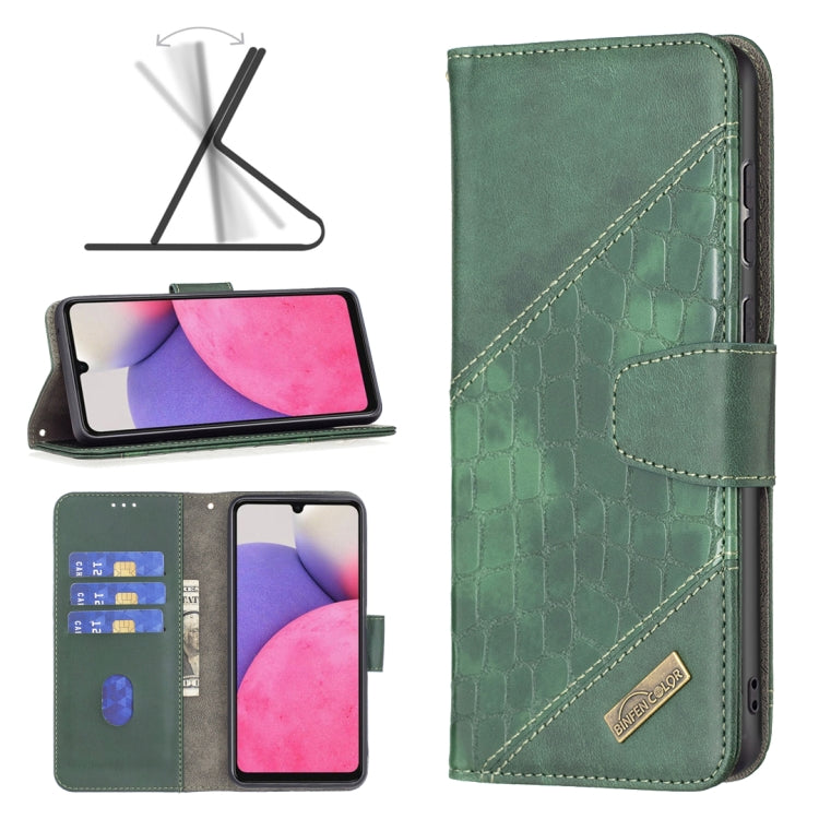 For Samsung Galaxy A33 5G Matching Color Crocodile Texture PU Leather Phone Case