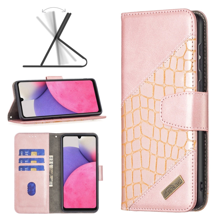 For Samsung Galaxy A33 5G Matching Color Crocodile Texture PU Leather Phone Case