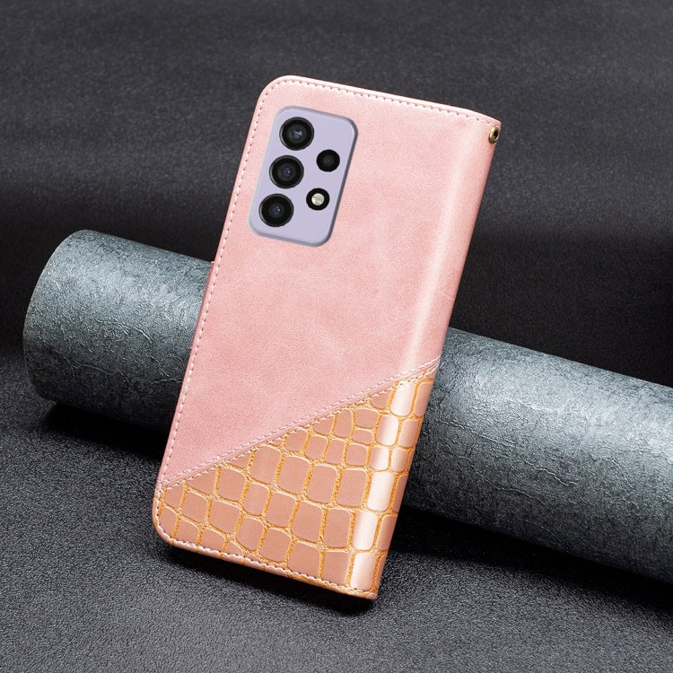 For Samsung Galaxy A33 5G Matching Color Crocodile Texture PU Leather Phone Case