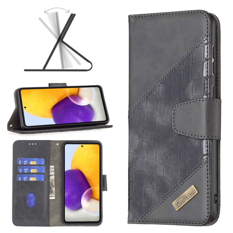 For Samsung Galaxy A73 5G Matching Color Crocodile Texture PU Leather Phone Case