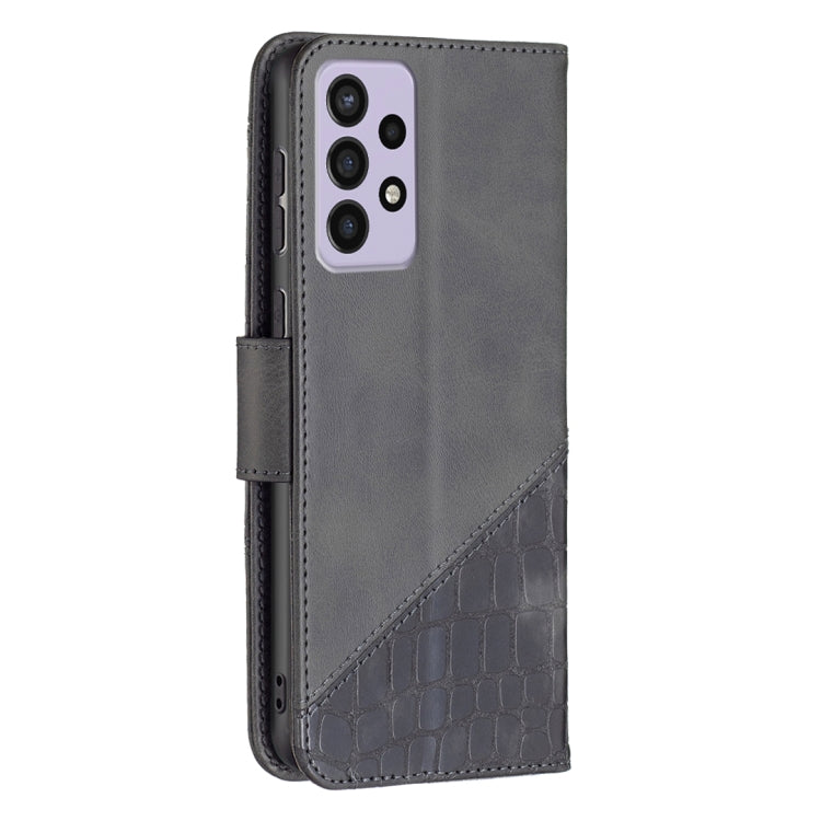 For Samsung Galaxy A73 5G Matching Color Crocodile Texture PU Leather Phone Case