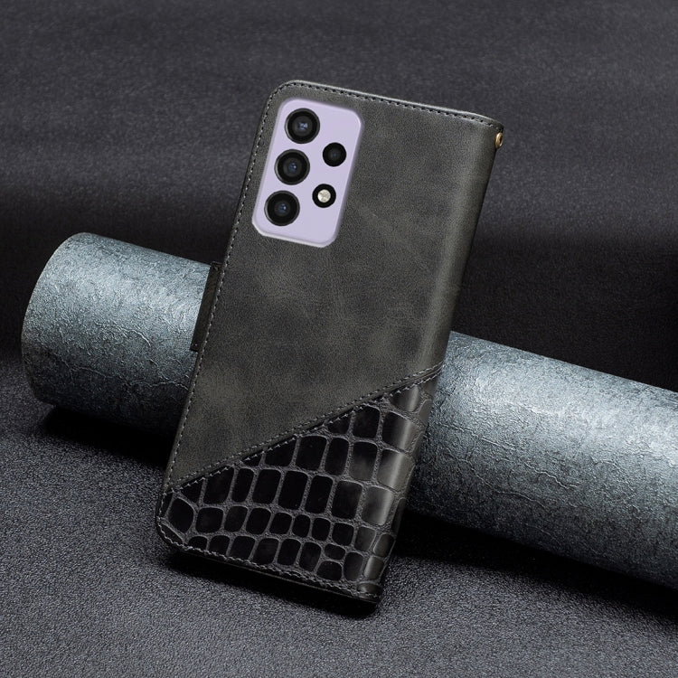 For Samsung Galaxy A73 5G Matching Color Crocodile Texture PU Leather Phone Case