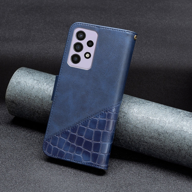 For Samsung Galaxy A73 5G Matching Color Crocodile Texture PU Leather Phone Case