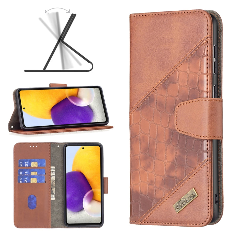 For Samsung Galaxy A73 5G Matching Color Crocodile Texture PU Leather Phone Case
