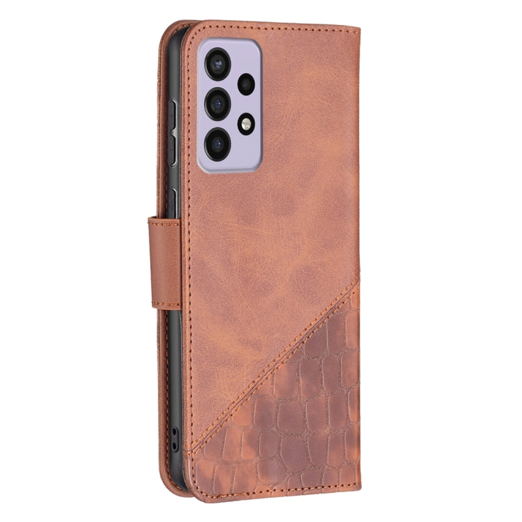 For Samsung Galaxy A73 5G Matching Color Crocodile Texture PU Leather Phone Case