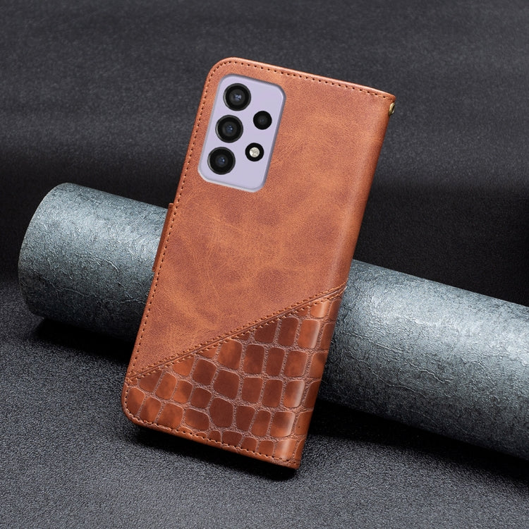For Samsung Galaxy A73 5G Matching Color Crocodile Texture PU Leather Phone Case