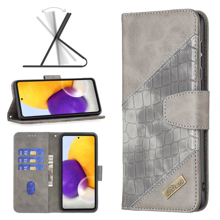 For Samsung Galaxy A73 5G Matching Color Crocodile Texture PU Leather Phone Case