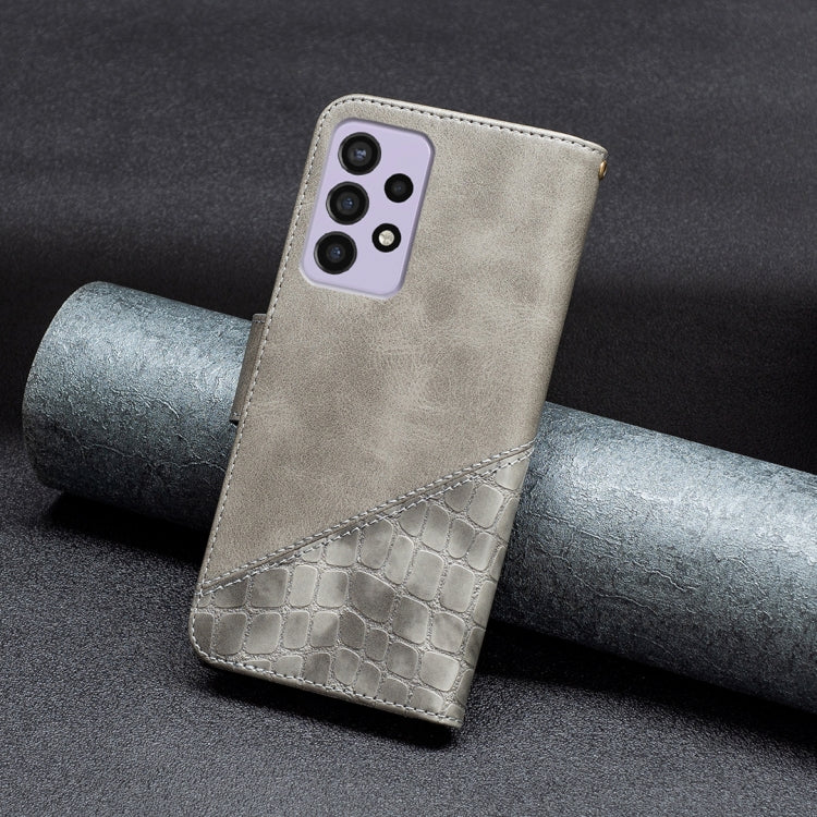 For Samsung Galaxy A73 5G Matching Color Crocodile Texture PU Leather Phone Case