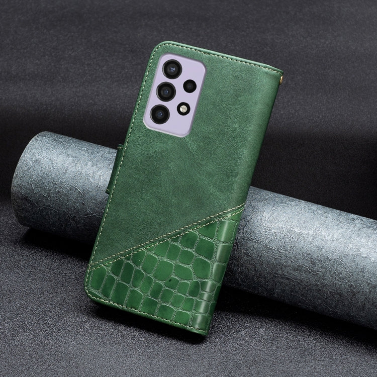 For Samsung Galaxy A73 5G Matching Color Crocodile Texture PU Leather Phone Case