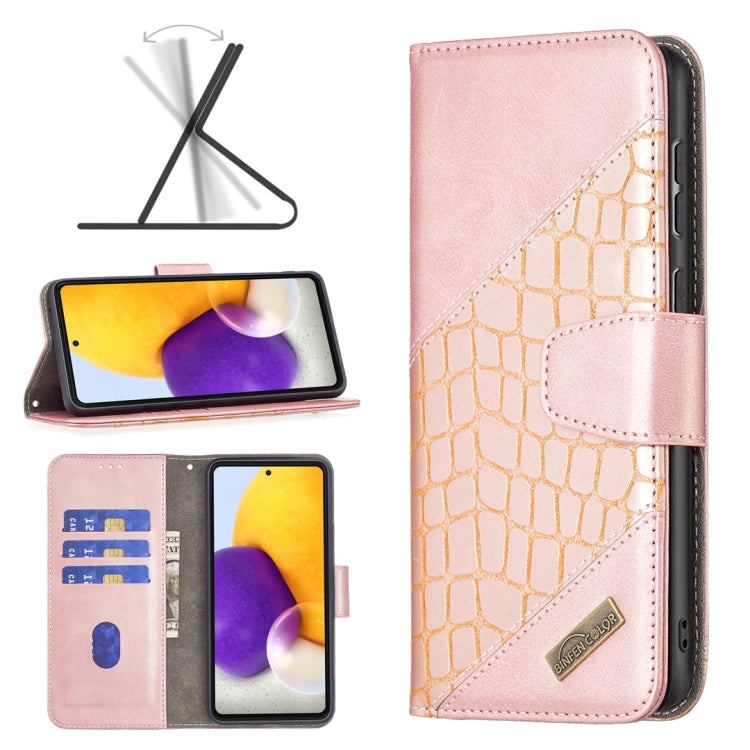 For Samsung Galaxy A73 5G Matching Color Crocodile Texture PU Leather Phone Case