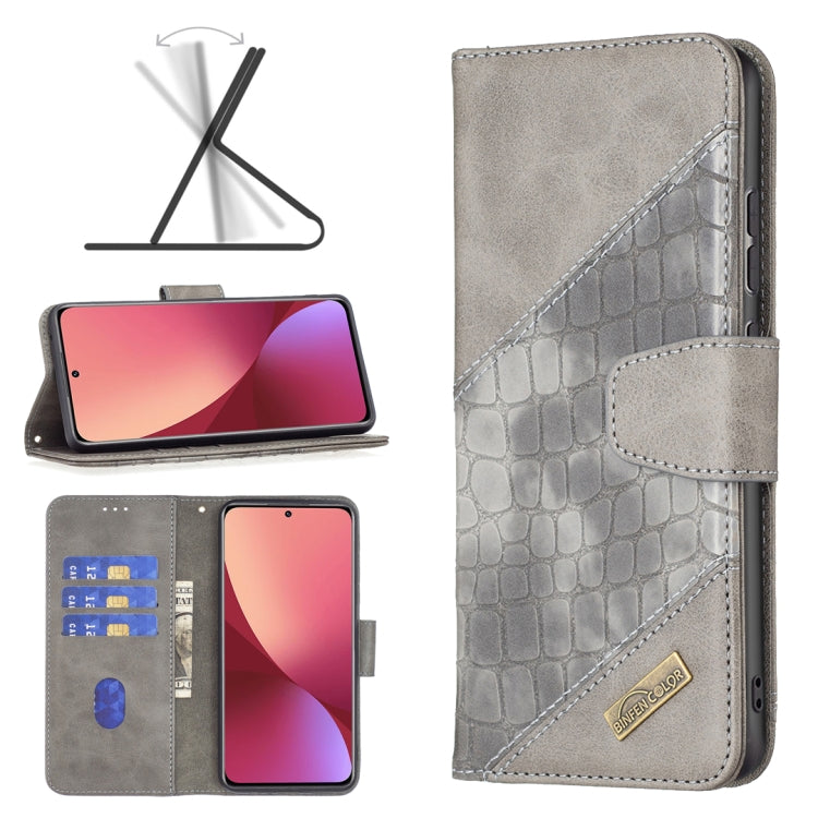 For Xiaomi 12 Matching Color Crocodile Texture PU Leather Phone Case