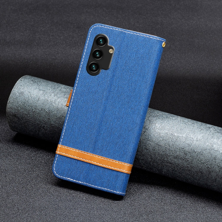 For Samsung Galaxy A13 4G Color Matching Denim Texture Leather Phone Case