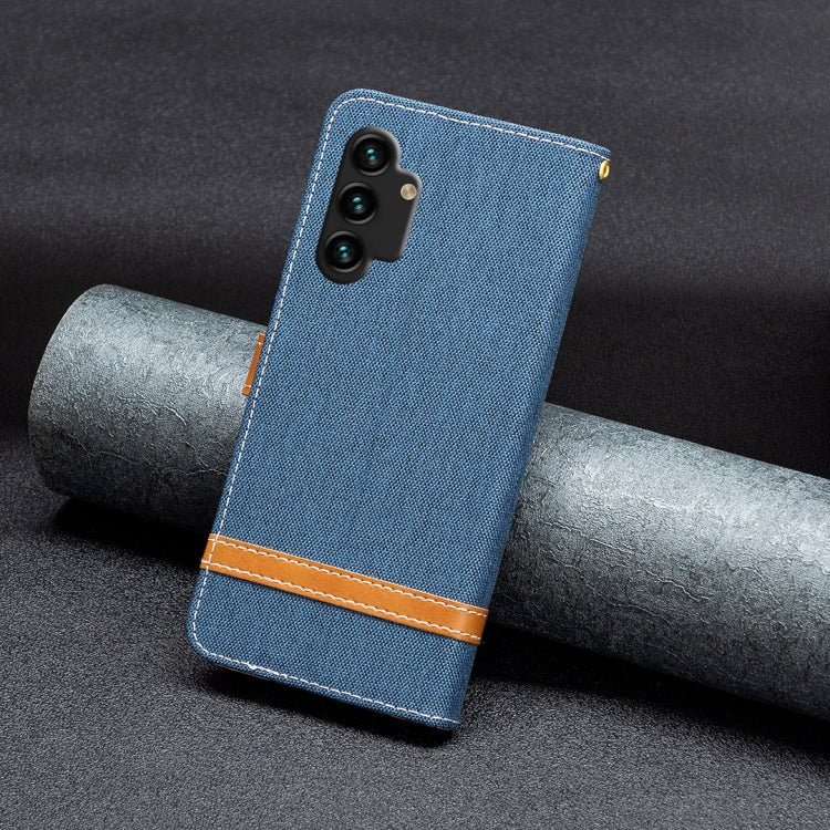 For Samsung Galaxy A13 4G Color Matching Denim Texture Leather Phone Case