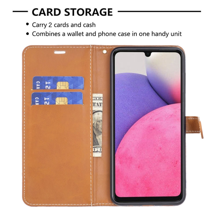 For Samsung Galaxy A33 5G Color Matching Denim Texture Leather Phone Case