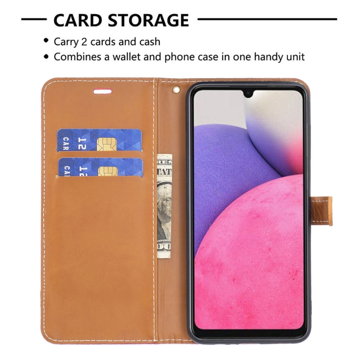 For Samsung Galaxy A33 5G Color Matching Denim Texture Leather Phone Case