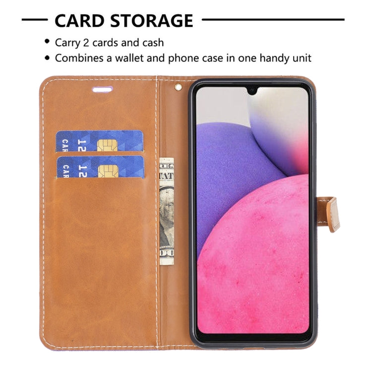 For Samsung Galaxy A33 5G Color Matching Denim Texture Leather Phone Case