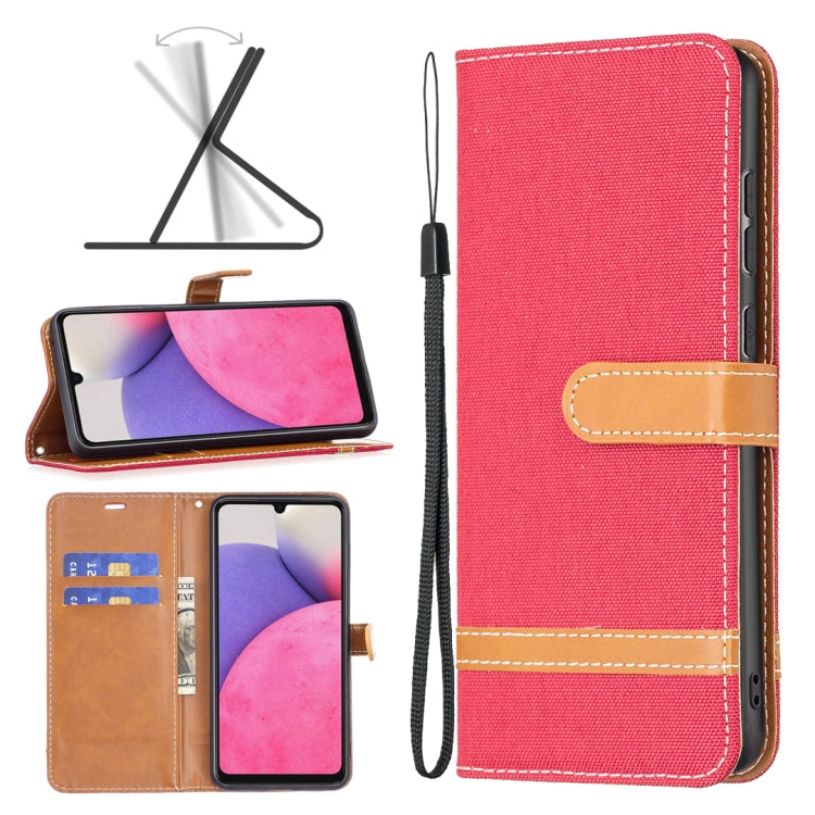 For Samsung Galaxy A33 5G Color Matching Denim Texture Leather Phone Case