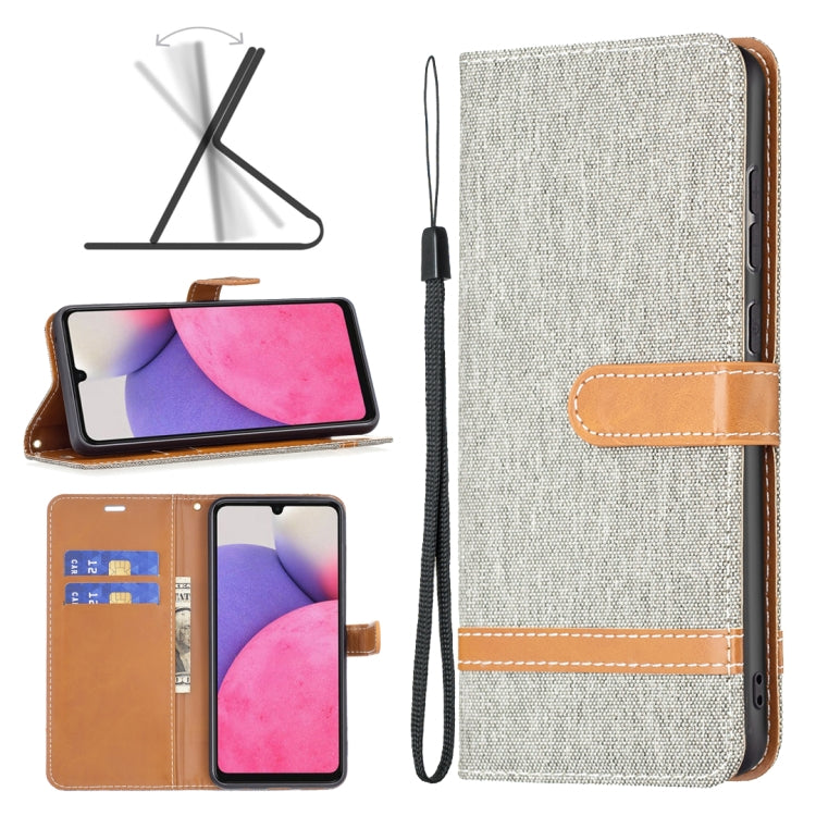 For Samsung Galaxy A33 5G Color Matching Denim Texture Leather Phone Case