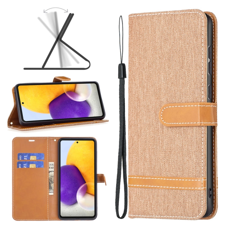 For Samsung Galaxy A73 5G Color Matching Denim Texture Leather Phone Case